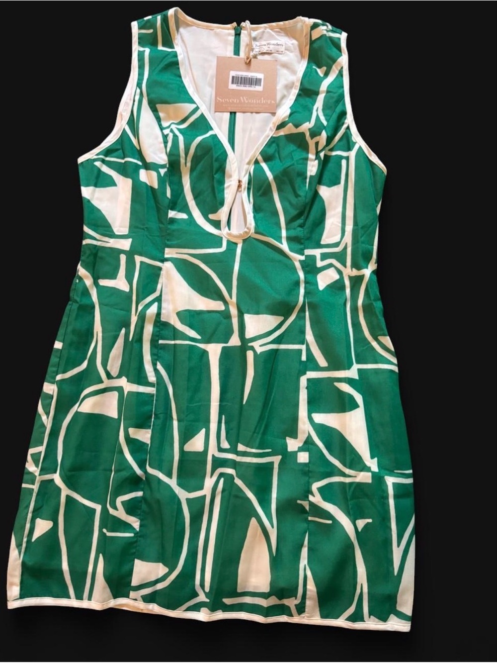 Seven Wonders NWT Green Teal and White Abstract Print Mini Dress